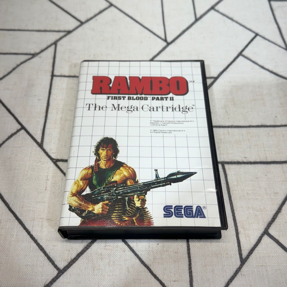 Sega Rambo First Blood Part II Master System Game Black CIB Tested